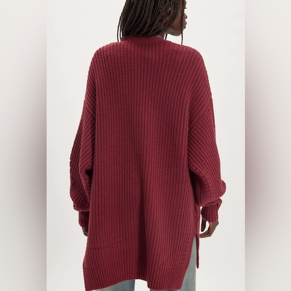 FREE PEOPLE  NIGHTINGALE CARDI, CABERNET, XL, NWOT. - Picture 3 of 13